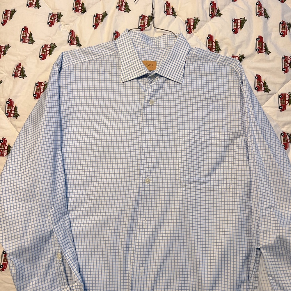 Robert Talbott Carmel Blue and White checked dress shirt